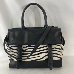 Kenneth Cole Black Leather/Zebra Patent Fur Bag